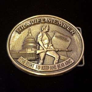Solid brass NRA belt buckle